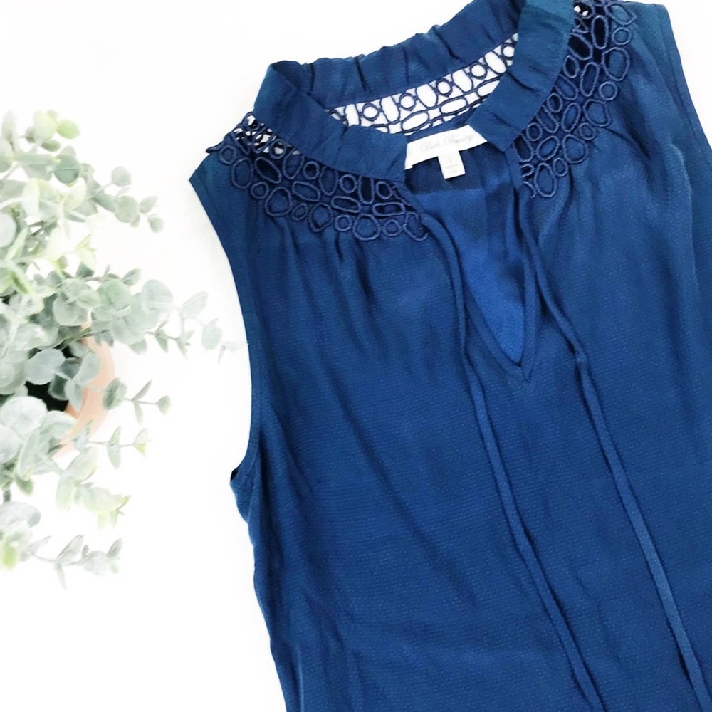 Beth Bowley Navy 100% Silk Sleeveless Blouse 2